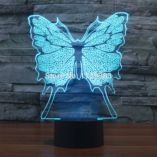 

glowing 7 color changing insect butterfly 3d acrylic led night light usb led decorative table lamp baby desk lighting