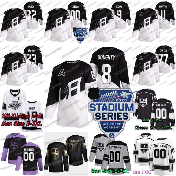 

8 drew doughty los angeles kings 2020 stadium series 11 anze kopitar matt roy joakim ryan adrian kempe kyle clifford ben hutton jersey, Black;red