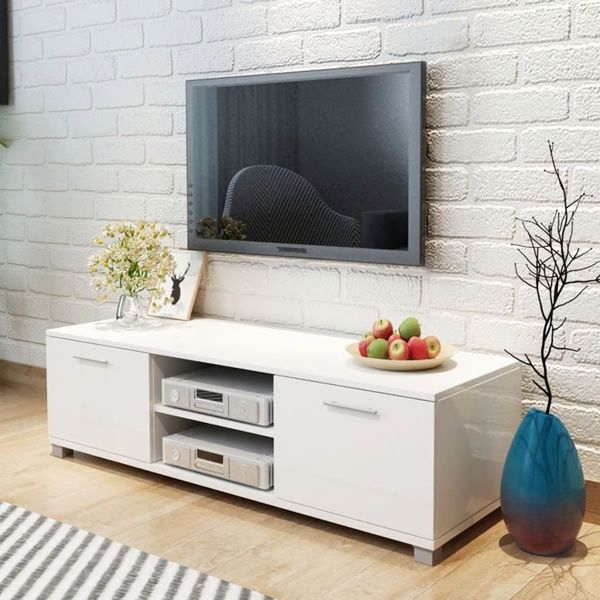 

tv cabinet high gloss white 120x40,3x34,7 cm living room furniture