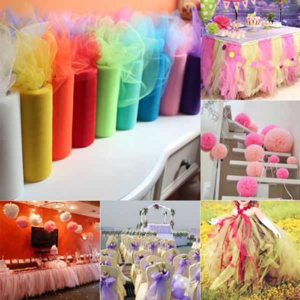 

6x100 yards beauty solid tulle roll spool tutu soft netting graft fabric nylon festive wedding gifts craft party decoration