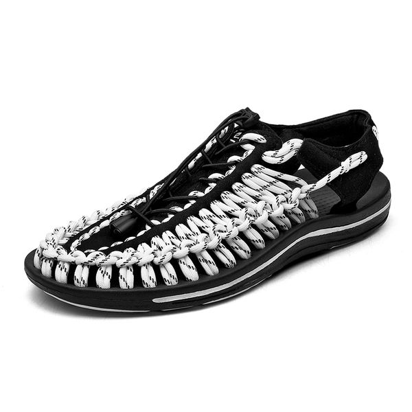 

new casual men soft sandals comfortable men summer lycra sandals roman summer outside home beach big size da0234, Black