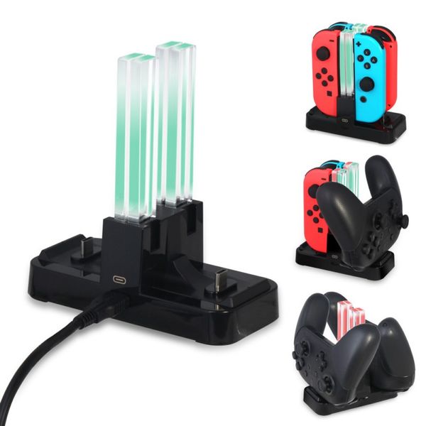 

4 in 1 charging dock station led charger cradle for nintendo switch 4 joy-con controller switch ns pro gamepad chargings stand with packages