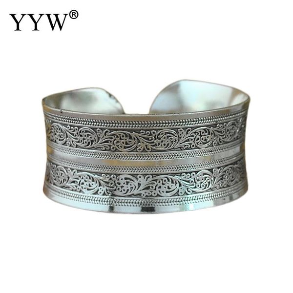

vintage women cuff bangle bracelet wide antique lady female classical wristband jewelry silver color bileklik armreifen feminine, Black