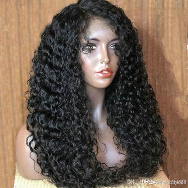 

full lace high temperature wire wigs curly brazilian high temperature wire lace wigs bleached knots pre plucked with for women, Black
