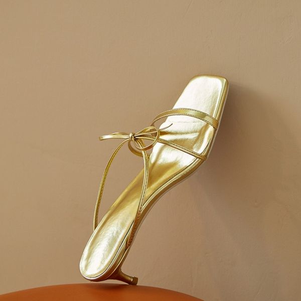 

mljuese 2020 women slippers soft cow leather rome style summer open toe gold color high heels sandals party wedding size 43, Black