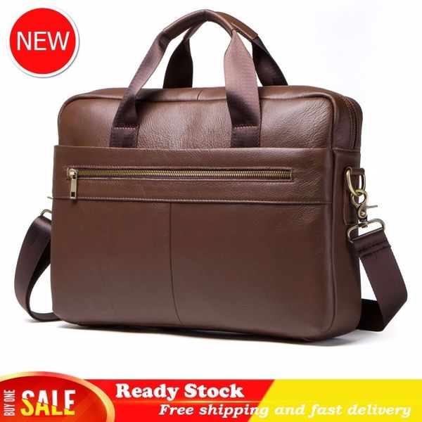 

factory man portable computer business affairs briefcase head layer cowhide male package genuine leather messenger ing