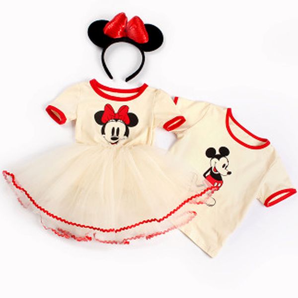 

платье девушки лето новое платье с эластичной принцессой pettiskirt симпатичный мультфильм с принтом хлопок футболка мальчика, White