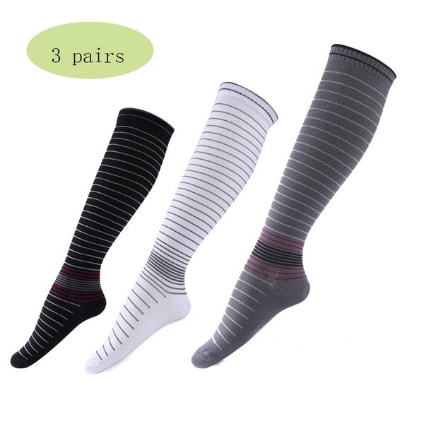 

3 pairs men striped cycling socks fit running walking active wear sports socks cotton breathable calcetines ciclismo gym, Black