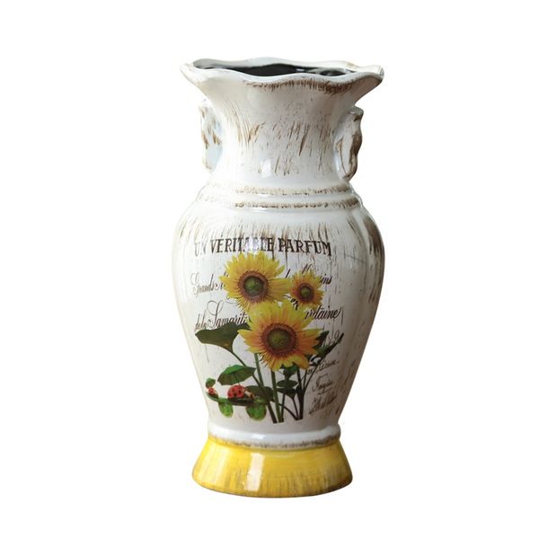 

american pastoral flower pattern ceramic vase home decor crafts furnishings room table decorations accessories floral figurines