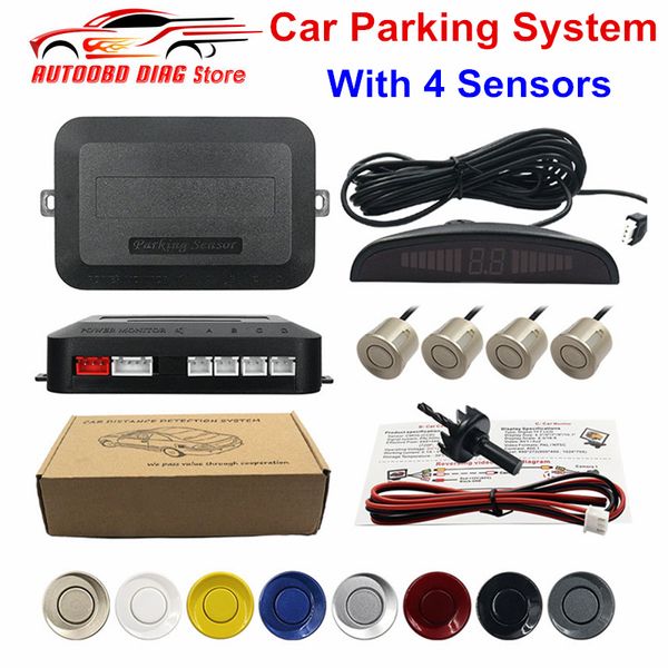 

new auto parktronic led parking sensor with 4 sensors reverse backup car parking radar monitor detector system backlight display