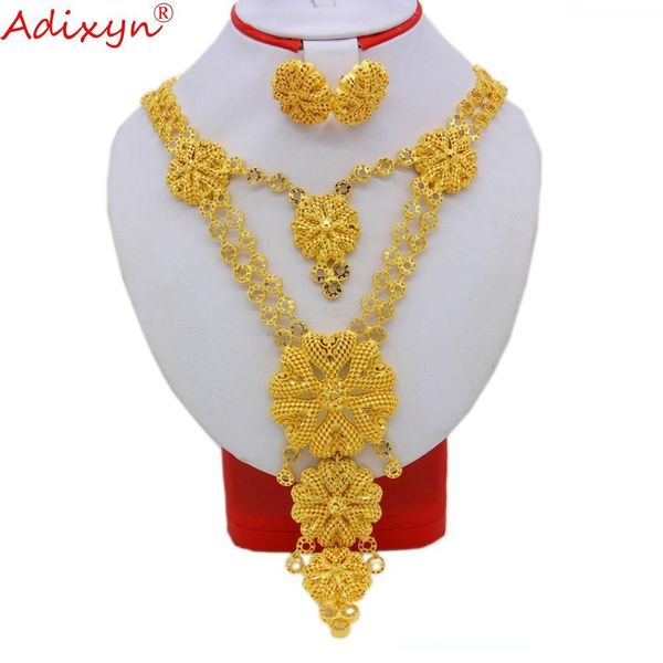 

adixyn big size luxury india pliability necklace earrings jewelry sets for women gold color ethiopian engagement gifts n09166, Slivery;golden
