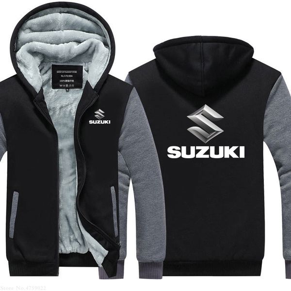 

зима сгущает теплая толстовка мужская suzuki толстовка мужчины марка zipper пальто толстовки флис куртка пальто для мужчин, Black