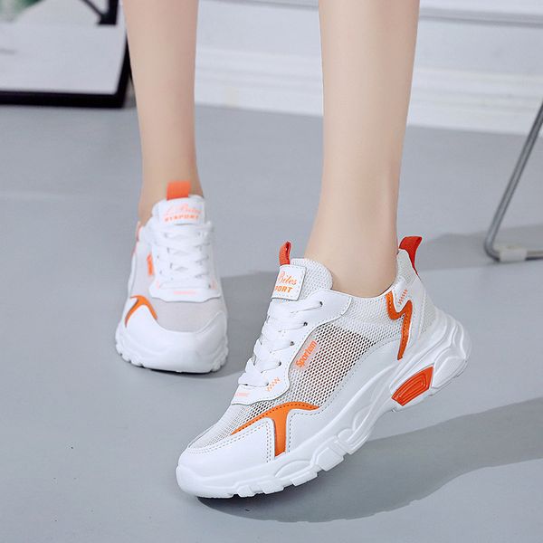 

women shoes woman sneakers female breathable air mesh hollow 2020 new lace up colorful student flat casual shoes plus size, Black