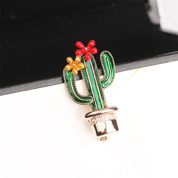 

new design flowering cactus enamel pin brooches for women coat accessories gifts fashion plant brooch pins jewelry, Gray