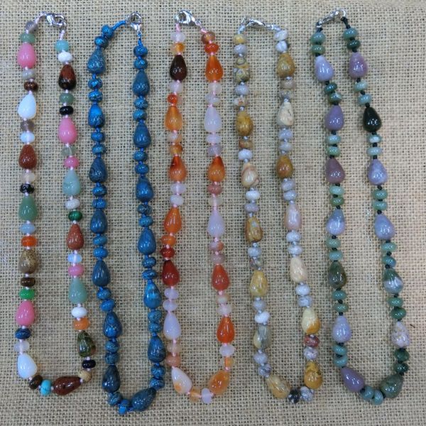

druzy trendy fashion natural crystal stones waterdrop beads string energy necklace multicolor round small beads string necklace, Silver