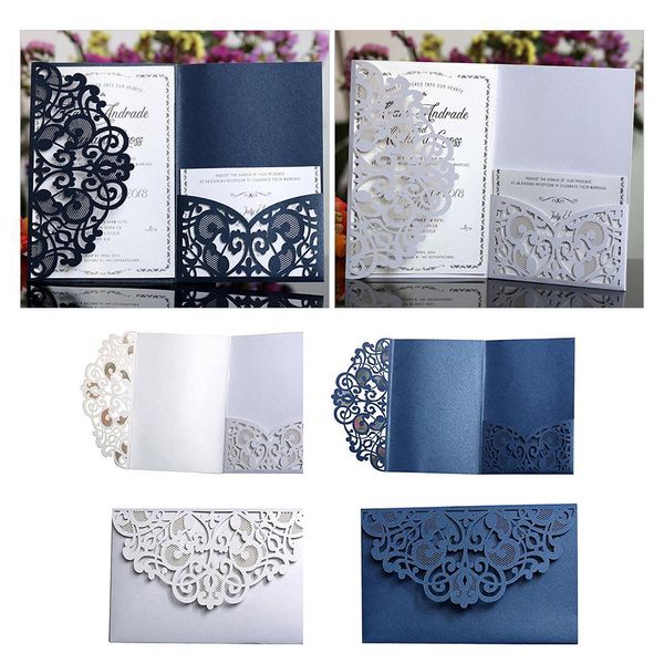 

10pcs/lot laser cut wedding party invitations cards lace business invitation for wholesale drop shipping