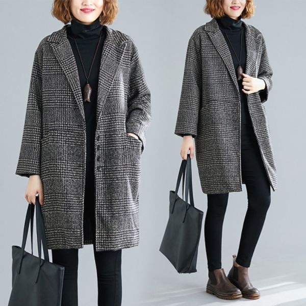 

literature long coat ladies trench woolen women overcoat woman spring coats leisure female clothing casaco feminino roupas, Tan;black