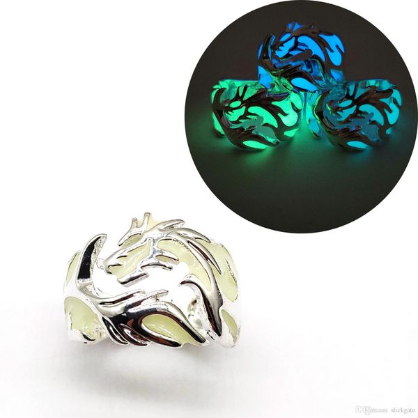 Punk Style Charm Luminous Dragon Rings Glowing In The Dark Moon