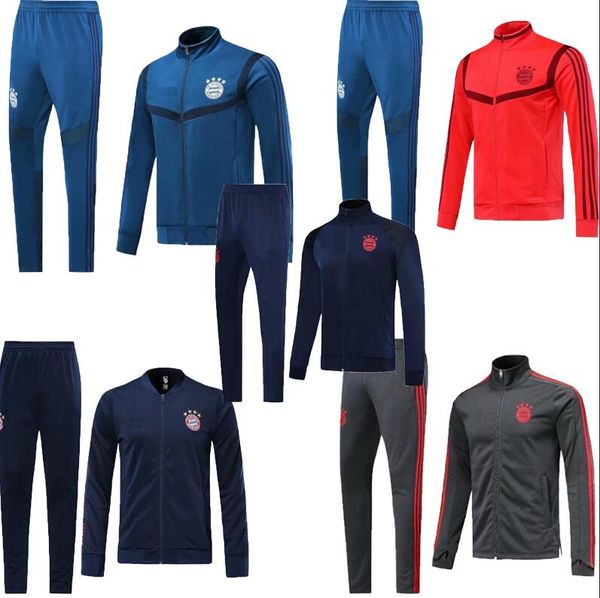 

2020 bayern munich jacket suit men soccer kit 19/20 long sleeve tracksuit men bayern football sweat suits jacket+pants, Black;yellow