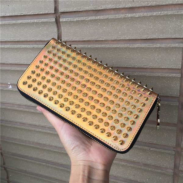 

в новой моде кожаный длинный квадратный молния заклепки бумажник высокое качество многофункциональный отсек карты пакет id-карты тенденция р, Red;black