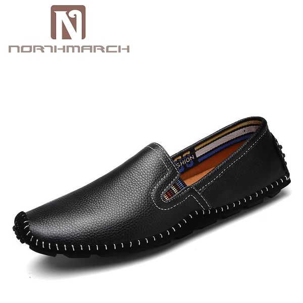

northmarch genuine leather men shoes comfortable slip-on men shoes casual moccasins for zapatillas de hombre moda 2018, Black