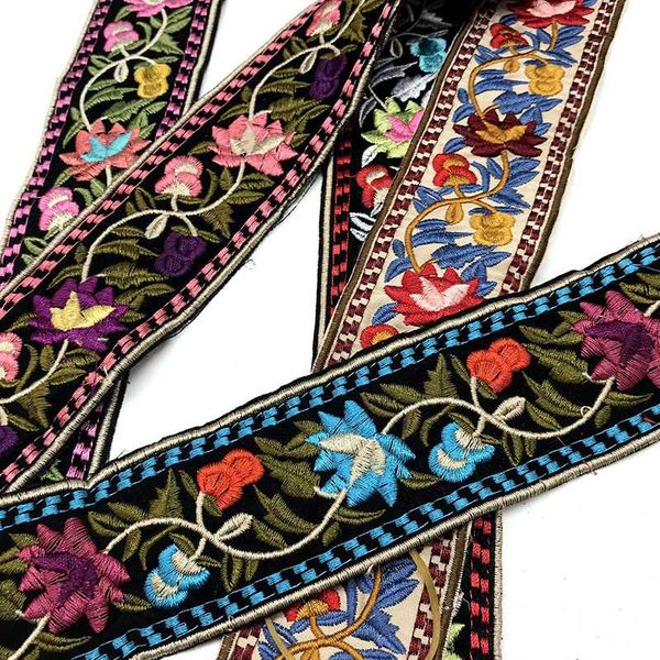 

ethnic embroidered lace trim jacquard ribbon for garment accessories diy craft making flower sewing, Pink;blue