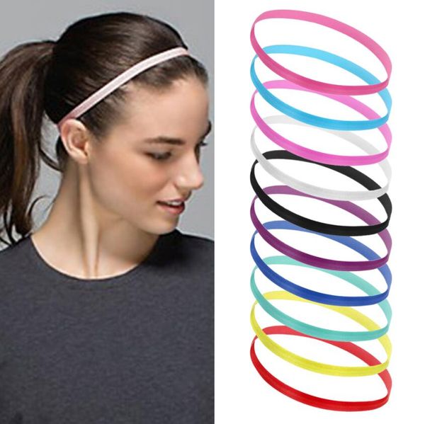 

women men yoga hair bands sports headband girls sport anti-slip elastic rubber sweatband football running headband hair accessory 12 colors, Silver