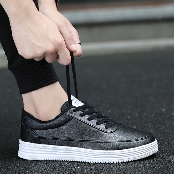 

auronet white shoes men's casual shoes fashion street cool man footwear sneakers big size couples obuwie damskie, Black