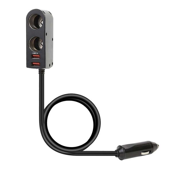 

2way car cigarettelighter socket splitter 12v dual usb charger power adapter