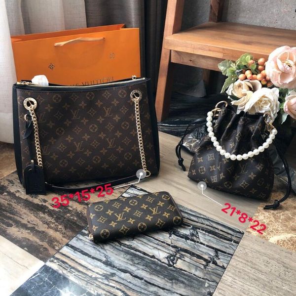 

three-piece set of selling fashion designers handbags, selling models, leather goods, leather handbags, shoulder bags--16