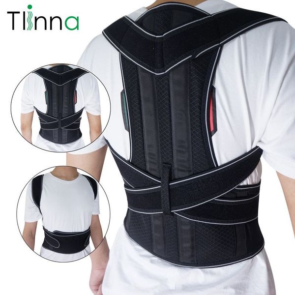 

tlinna adjustable back spine posture corrector humpback pain back support brace shoulder belt posture correction, Black;blue