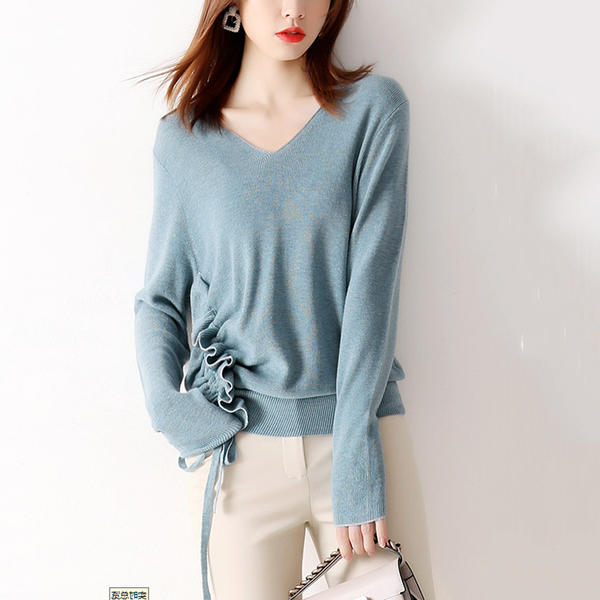 

women's sweaters timis li sweater women fall casual stretch v-neck collar fashionable stylish female knitting pullover autumn spring, White;black
