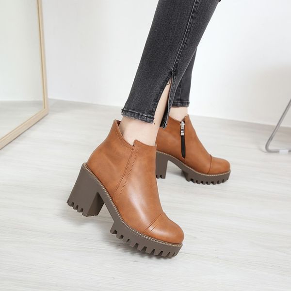 

big size 9 10 11 12 13 boots women shoes ankle boots for women ladies shoes woman winter thick with pure color, Black