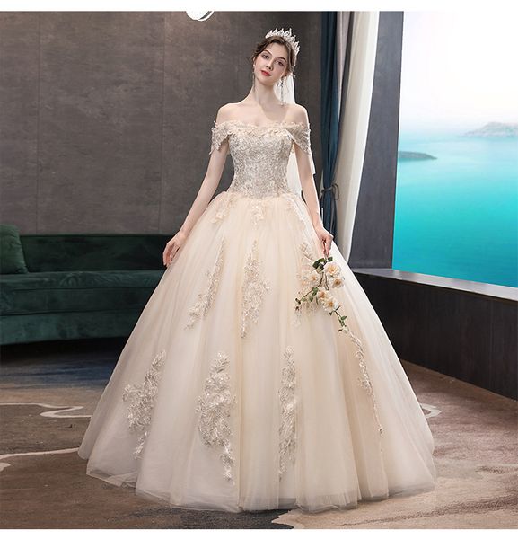 Acheter Robes De Mariée Sirène En Gros Bateau Coiffé Magnifique Dentelle Manches Courtes Robes De Mariée Robe Manche Taille Champagne S M L XL XXL De