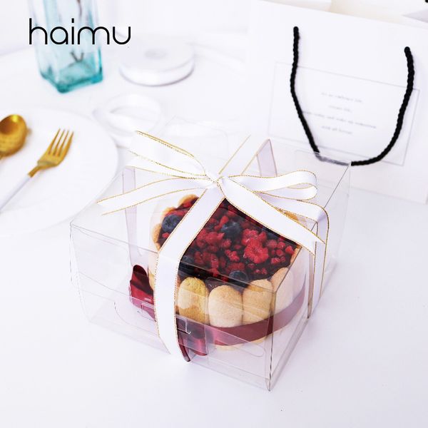

5pcs 4 inch pet transparent box packaging mousse cake baking box birthday party favor desserts decor boxes packing cakes