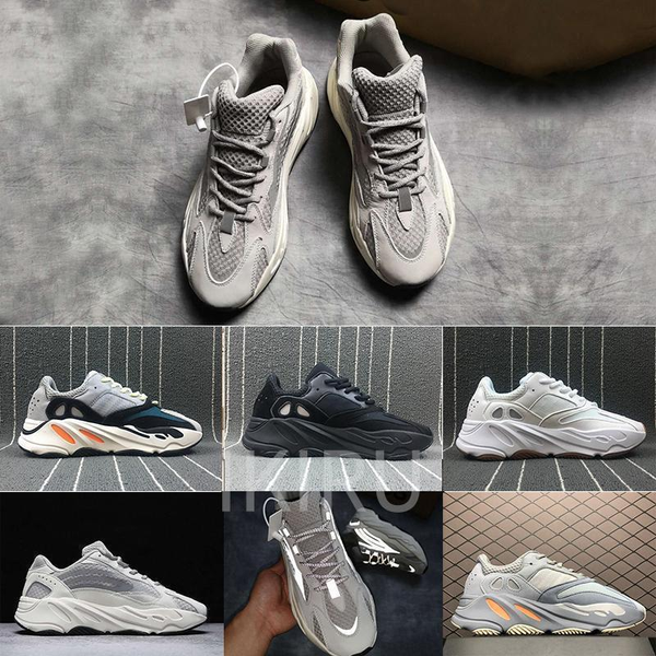 

with box kanye west sneakers yeezy yeezys yezzy yeezus 700 v2 wave runner vanta solid designer men women running shoes 5450#, Black