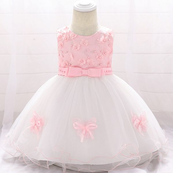 

newborn baby dress summer girl princess flower beading dress ball gown fluffy costume first communion dresses baptism vestido, Red;yellow