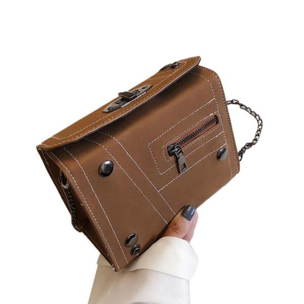 

pinshang women rivet chain bag matte single shoulder pu leather cross-body fashion messenger bag