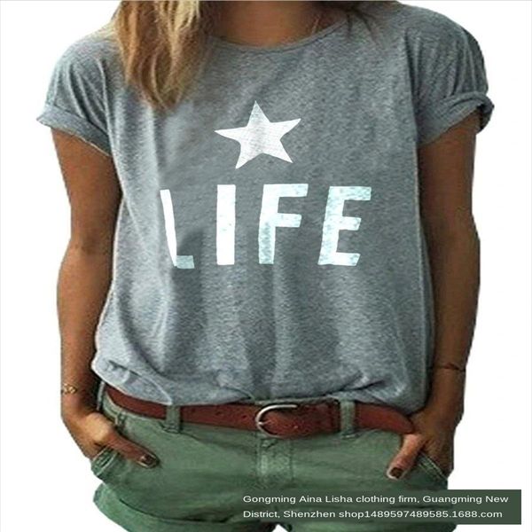 

star printed simple lady t-shirt star printed simple lady t-shirt, White
