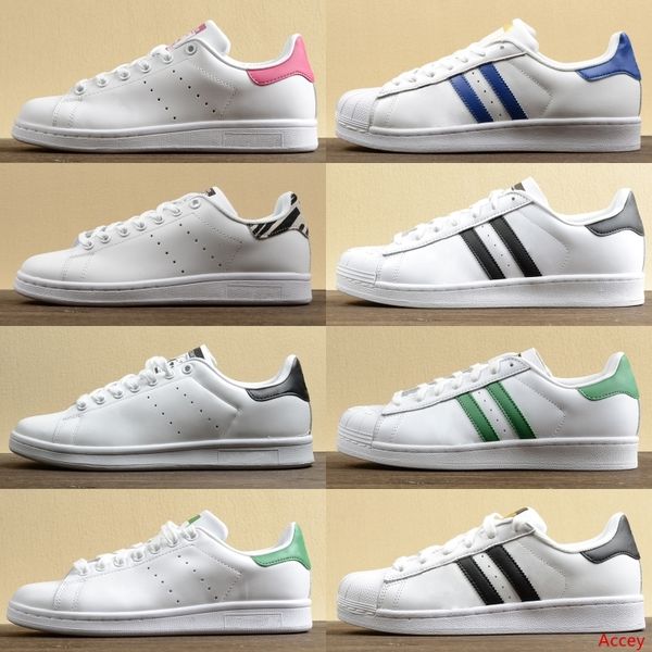 

горячие моды stan smith основной черный кроссовки белый зеленый белый синий скейтбординг обувь звезды квартиры мужские женские дизайнерские