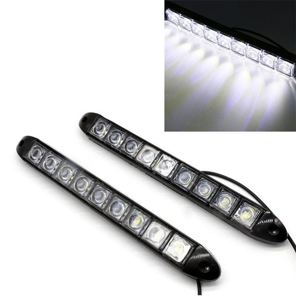 

2pcs high power 12v 9 led daytime running light drl car fog day driving lamp 8000k - 8500k