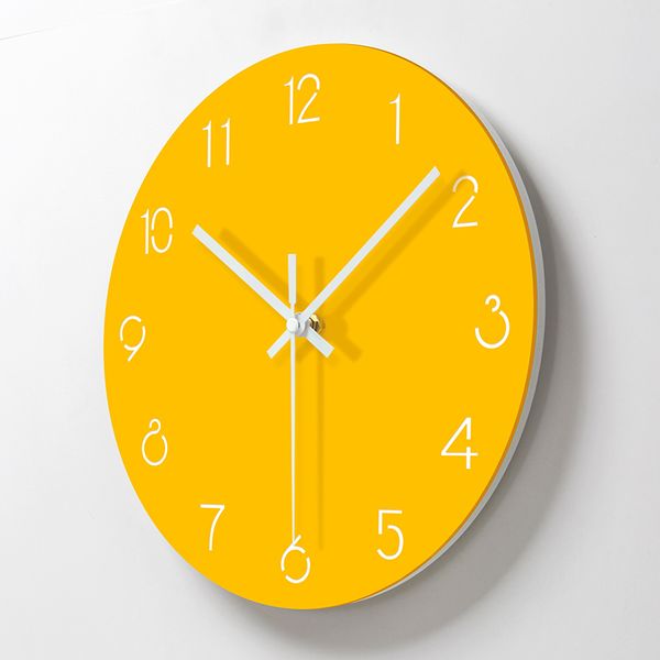 

yellow mute wall clock quartz acrylic wall clock modern design living room gift ideas relojes de pared watches dd50wc