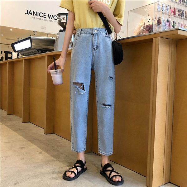 

new 2019 denim nine-point pants, Blue