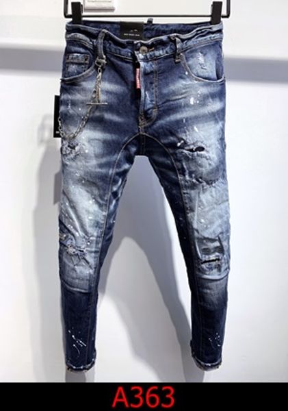 

2020 jeans mens distressed ripped biker jeans slim fit motorcycle biker denim fashion designer pants hip hop mens jeans a3630, Blue