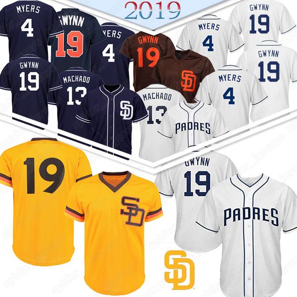 

13 Manny Machado jerseys San men Diego Baseball Jerseys Padres 19 Tony Gwynn 4 Wil Meyers jersey 2019 new