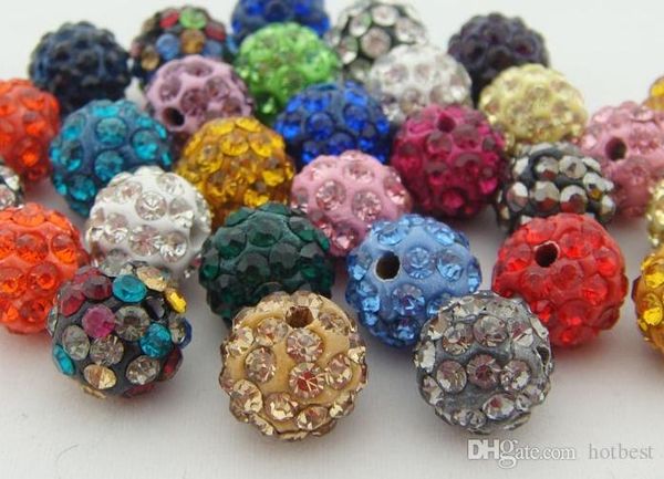 

100pcs/lot m3532 10mm mixed multi color ball crystal crystal bead bracelet necklace beads.new beads lotrhinestone diy spacer q83