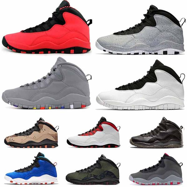 

2020 jumpman 10s men basketball shoes jumpman 10 orlando tinker racer blue cement westbrook black white designer trainer sport sneakers, White;red