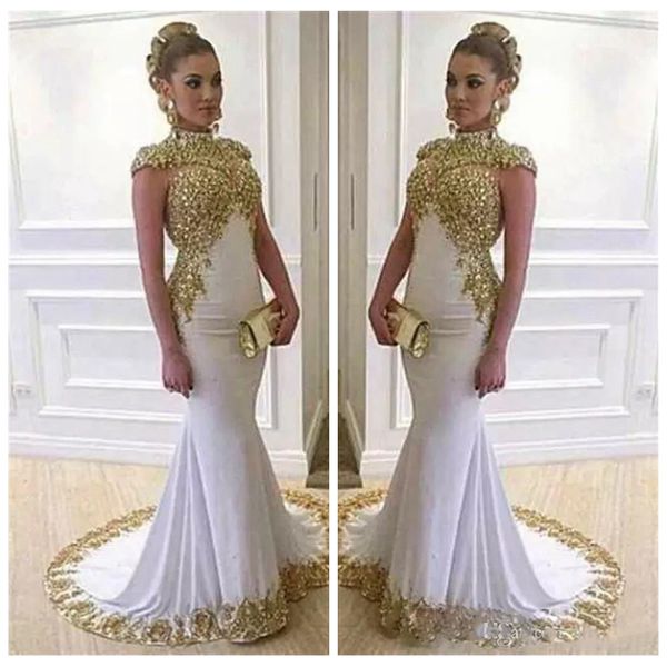 

high neck cap shoulder mermaid prom dresses 2019 beaded slim ladies celebrity party gowns formal long vestidos de festa evening gowns, Black