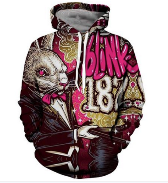 

2019 cartoon anime mr. rabbit fashion blink 182 women men 3d printing pullovers outerwear hoodies casual a422, Black