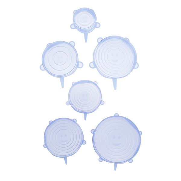 

silicone stretch lids, 6 pcs stretchable reusable food saver covers for dishwasher and er, silicone bowl covers reusable blue